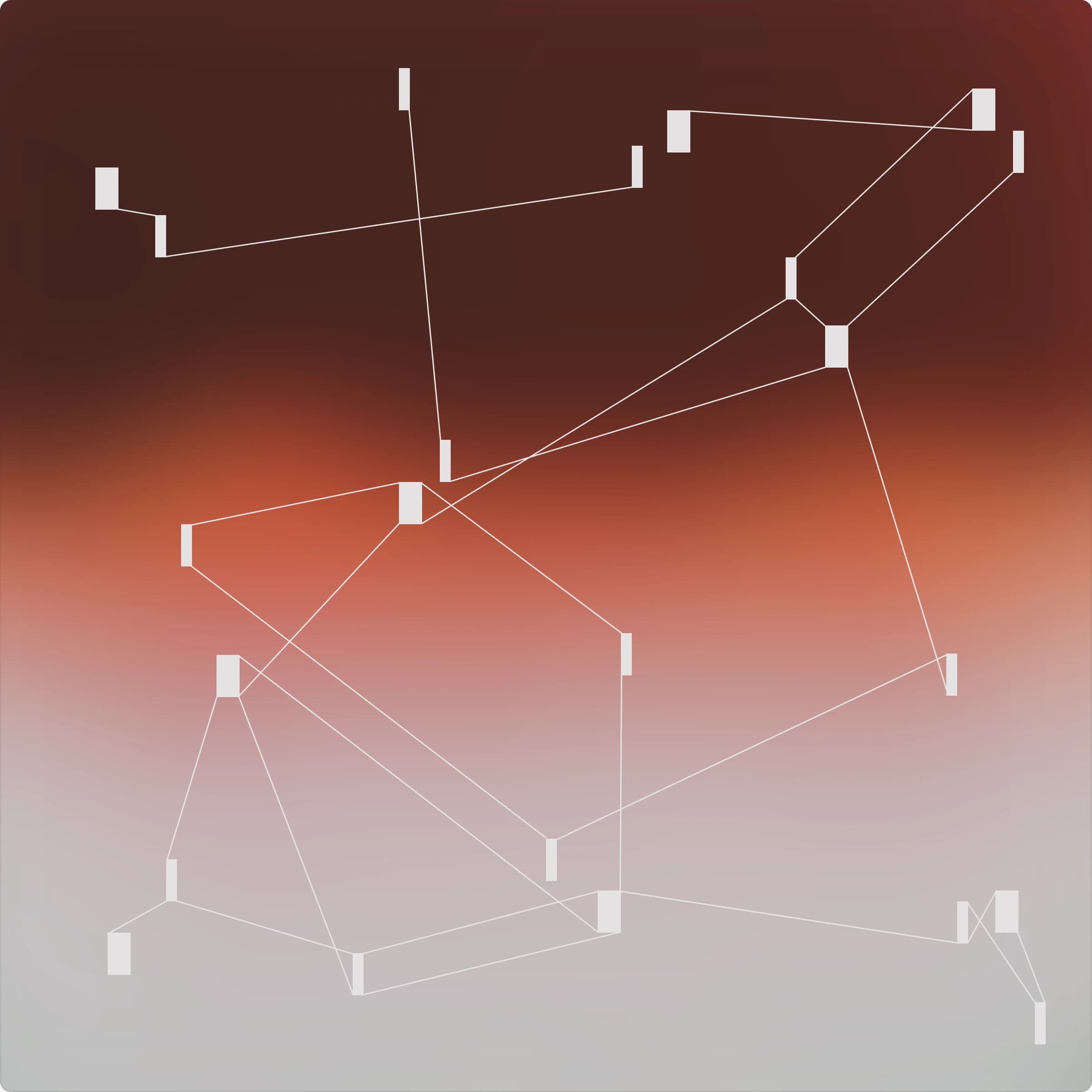 Connected nodes mapped over a warm gradient